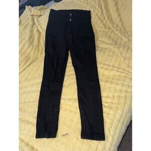 Women’s High Rise 90’s Style Black Stretchy Distressed Straight Jeans Large 30